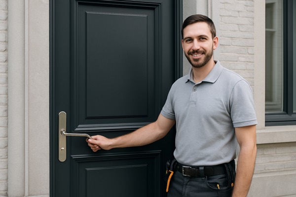 Voordeur met nieuw slot en deurkruk — Slotenmaker Victor